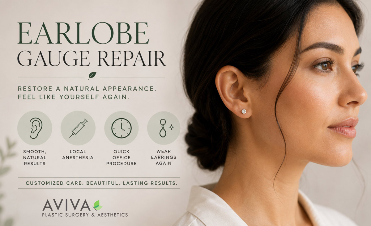 Earlobe gauge repair in Atlanta by Dr. Inessa Fishman at Aviva Plastic Surgery